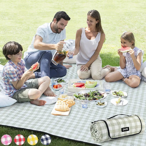 ZAZE Extra Large Picnic Outdoor Blanket, 80''x80'' Waterproof Foldable Blankets Gingham Picnic Mat for Beach, Camping Grass Lawn Park Accessories Cute Couple Gifts Ideas Wedding Registry